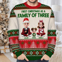 Christmas,Family,New baby,Happy - First Christmas As Family - Personalized Unisex Ugly Sweater