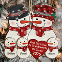 Christmas,Happy,Gift For Grandparents,Parents,Gift For Grandpa,Gift For Grandma - First Christmas As Grandparents Snowman - Personalized 2-Layered Wooden Ornament