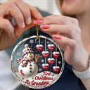 Happy,Gift For Grandma,Gift For Grandpa,Gift For Grandparents,Christmas - First Christmas As Grandparents Snowman - Personalized Circle Glass Ornament