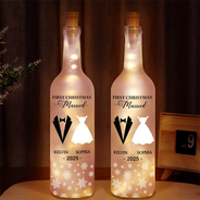 Gift For Couples, Gift For Husband, Gift For Wife, Gift For Boyfriend, Gift For Girlfriend, Funny - First Christmas As Married - Personalized Bottle Light