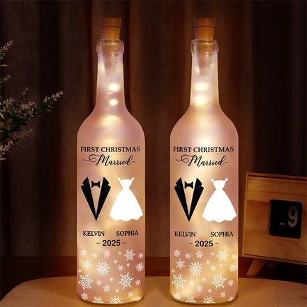 First Christmas As Married - Personalized Bottle Light