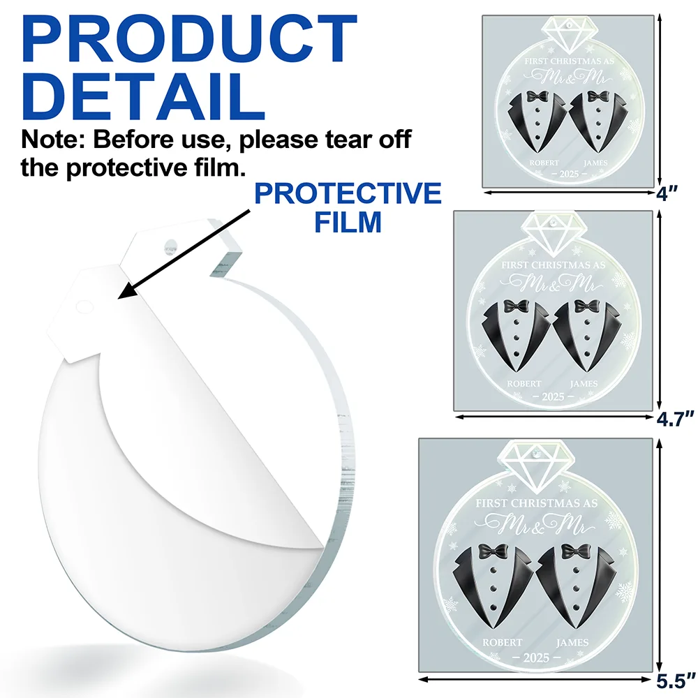 Christmas,Gift For Couples,Gift For Husband,Gift For Wife,Gift For Boyfriend,Gift For Girlfriend,Love - First Christmas As Married Bride Groom Couples - Personalized Custom Shaped Acrylic Ornament