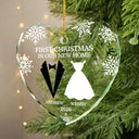 Premier Noël pour les couples mariés - Décoration en verre personnalisée en forme de cœur 