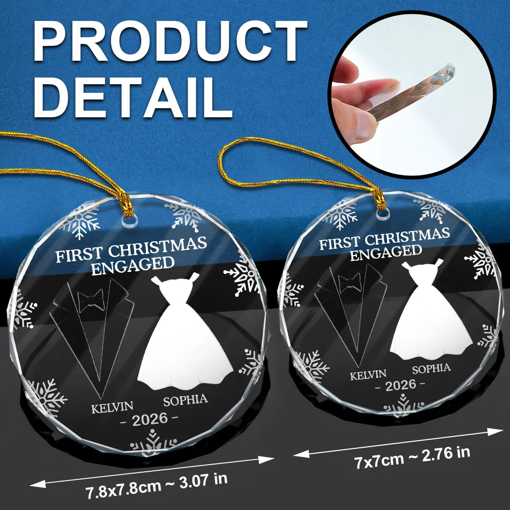 Premier Noël pour les couples mariés - Décoration en verre personnalisée en forme de cœur 