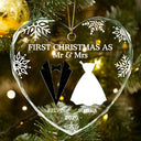 Premier Noël pour les couples mariés - Décoration en verre personnalisée en forme de cœur 