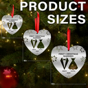 Gift For Couples, Wedding Anniversary, Happy, Christmas - First Christmas As Married Couples Snowflake Heart - Personalized Metal Ornament