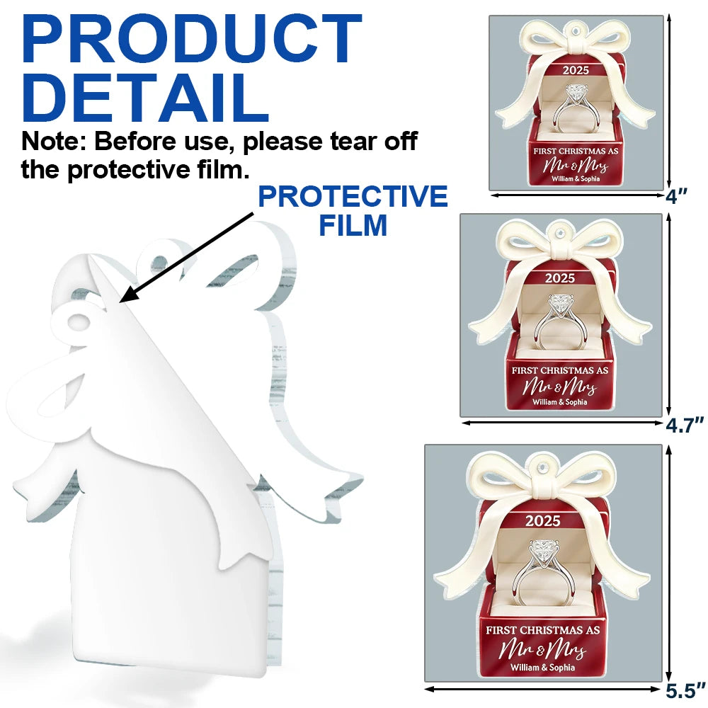 Gift For Couples,Gift For Husband,Gift For Wife,Gift For Boyfriend,Gift For Girlfriend,Married ,Engaged,Anniversary,Wedding Anniversary,Christmas - First Christmas As Mr. & Mrs. - Personalized Custom Shaped Acrylic Ornament