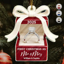 Gift For Couples,Gift For Husband,Gift For Wife,Gift For Boyfriend,Gift For Girlfriend,Married ,Engaged,Anniversary,Wedding Anniversary,Christmas - First Christmas As Mr. & Mrs. - Personalized Custom Shaped Acrylic Ornament