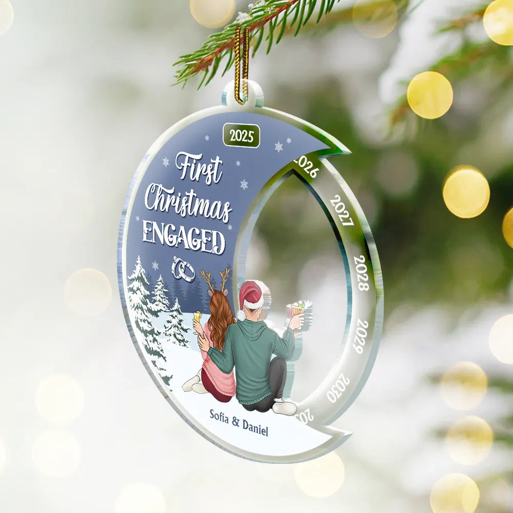 Gift For Couples,Gift For Wife,Gift For Husband,Gift For Women,Gift For Men,Anniversary,Christmas,Love,Happy - First Christmas As Mr & Mrs - Personalized Custom Shaped Acrylic Ornament