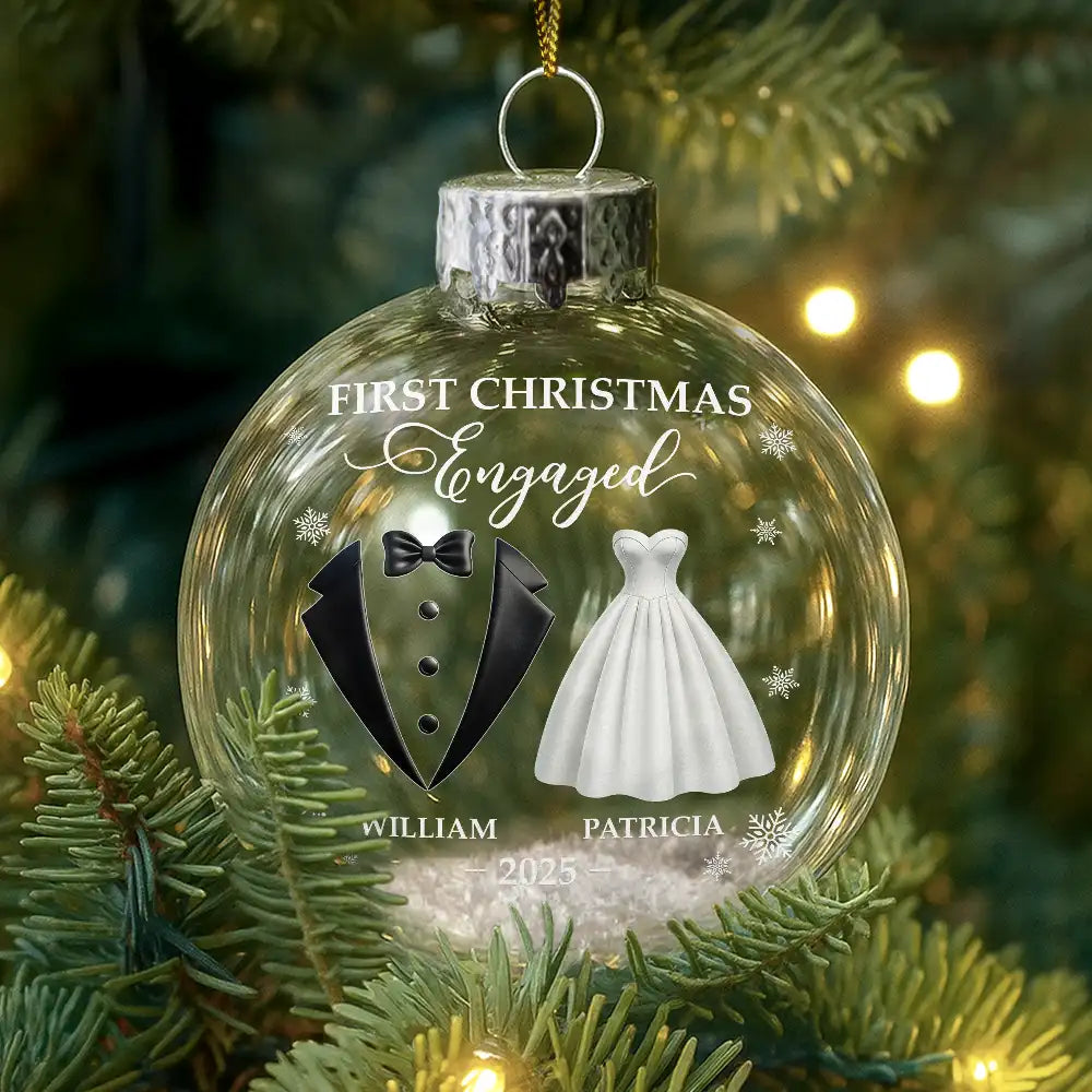 Christmas,Gift For Couples,Gift For Husband,Gift For Wife,Gift For Boyfriend,Gift For Girlfriend,Love - First Christmas As Mr & Mrs - Personalized Glass Bauble Ornament