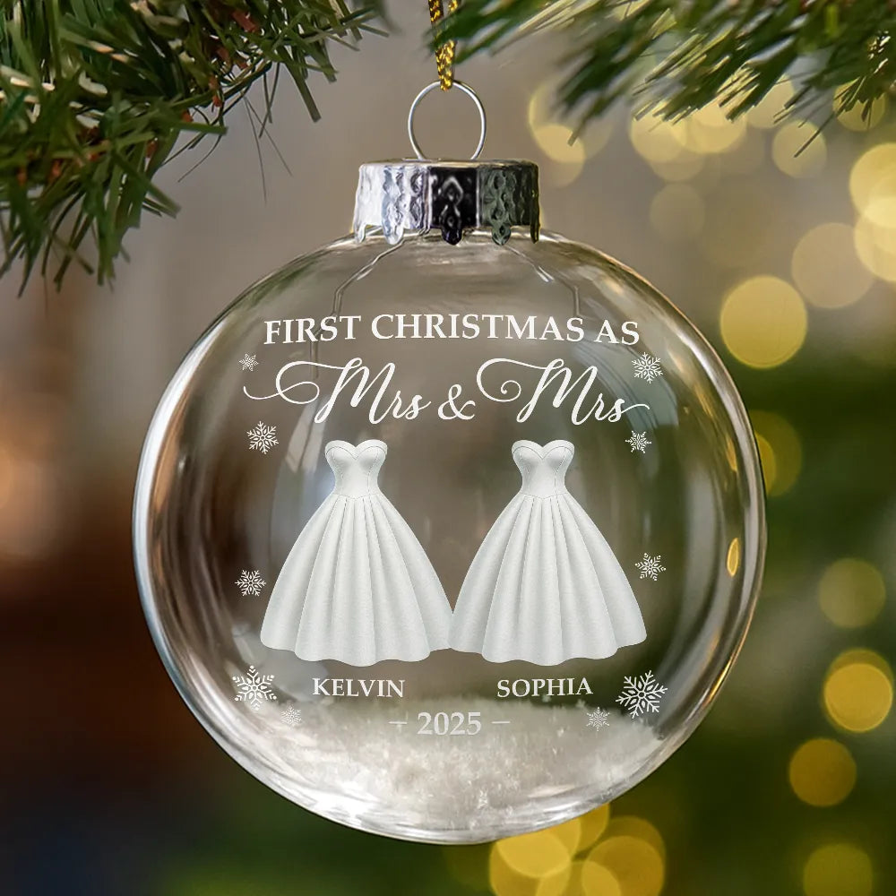 Christmas,Gift For Couples,Gift For Husband,Gift For Wife,Gift For Boyfriend,Gift For Girlfriend,Love - First Christmas As Mr & Mrs - Personalized Glass Bauble Ornament
