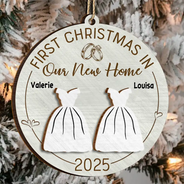 Christmas, Gift For Couples, Engaged, Wedding, Married , Love, Wedding Anniversary - First Christmas As Mr & Mrs Wedding Couples - Personalized 2-Layered Wooden Ornament