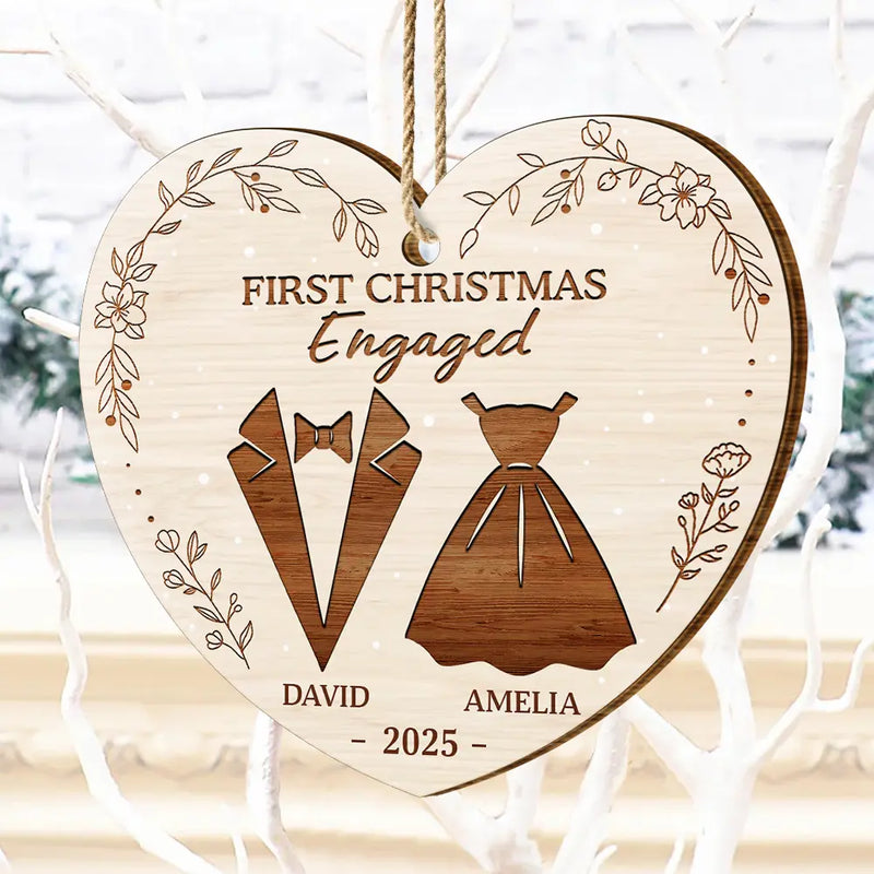 Christmas, Gift For Couples, Engaged, Wedding, Married , Love, Wedding Anniversary - First Christmas As Mr & Mrs Wedding Couples - Personalized Custom Shaped Wooden Ornament