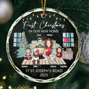 Family - First Christmas In New Home - Personalized Circle Glass Ornament