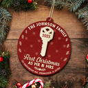 Happy,Gift For Couples,Gift For Husband,Gift For Wife,Married ,Christmas - First Christmas In Our New Home - Personalized 2-Layered Wooden Ornament