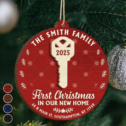 First Christmas In Our New Home - Personalized 2-Layered Wooden Ornament