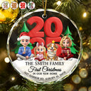 Christmas,Family,Happy - First Christmas In Our New Home Family Version - Personalized Circle Glass Ornament
