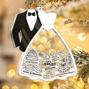 Christmas,Gift For Couples,Gift For Husband,Gift For Wife,Happy - First Christmas Ornament Couple Bride & Groom - Personalized 3-Layered Acrylic Shaker Ornament