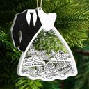 Christmas,Gift For Couples,Gift For Husband,Gift For Wife,Happy - First Christmas Ornament Couple Bride & Groom - Personalized 3-Layered Acrylic Shaker Ornament