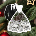 First Christmas Ornament Couple Bride & Groom - Personalized 3-Layered Acrylic Shaker Ornament