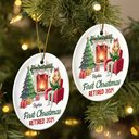 Retirement,Parents,Gift For Grandparents,Happy,Christmas,Gift For Yourself - First Christmas Retired - Personalized Circle Ceramic Ornament