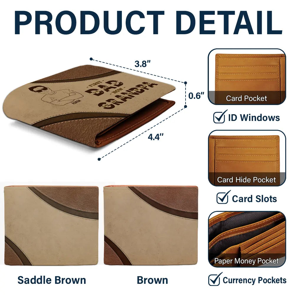First Dad Now Grandpa - Personalized Leather Wallet