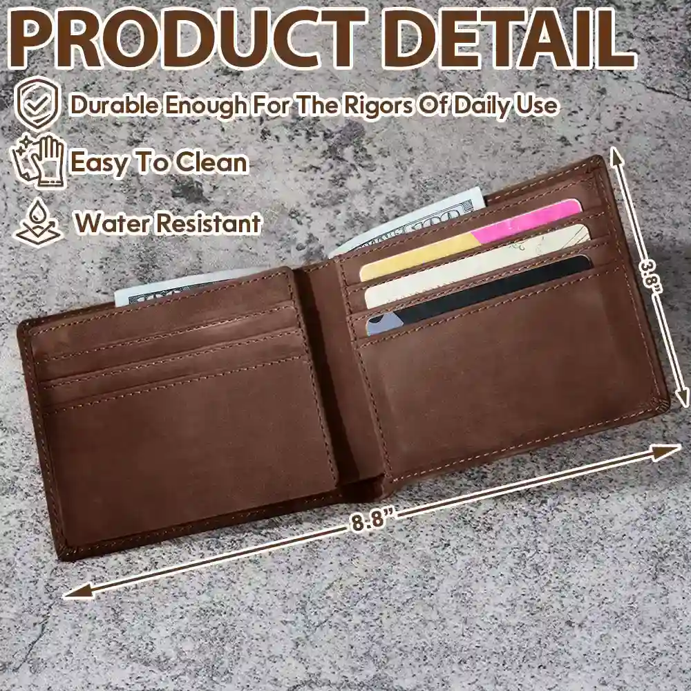 First Dad Now Grandpa - Personalized Leather Wallet