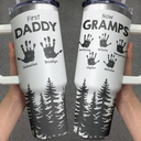 Gift For Father,Dad - Children,Gift For Grandpa,Grandpa - Grandkids,Happy - First Dad Now Grandpa Hand Prints - Personalized Engraved 40oz Tumbler