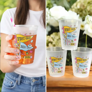 Adorable,Teacher,Back To School,Warp Text - First Day Of School Teacher Name Pennant - Personalized Frosted Cups