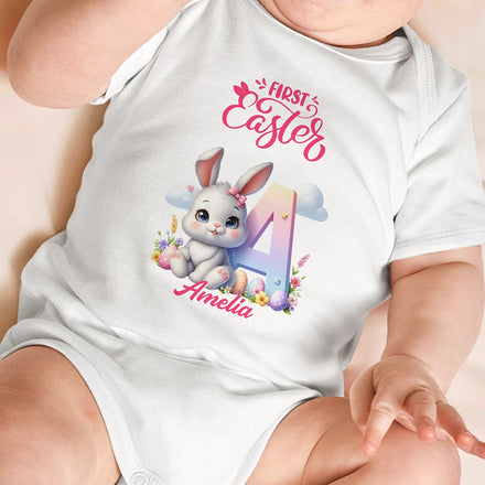 First Easter Bunny With Alphabet Letters - Personalized Baby Onesie