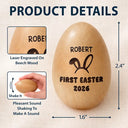 Gift For Kids,Gift For Grandkids,Non-Eng - First Easter With Custom Name - Personalized Musical Wooden Easter Egg Shaker