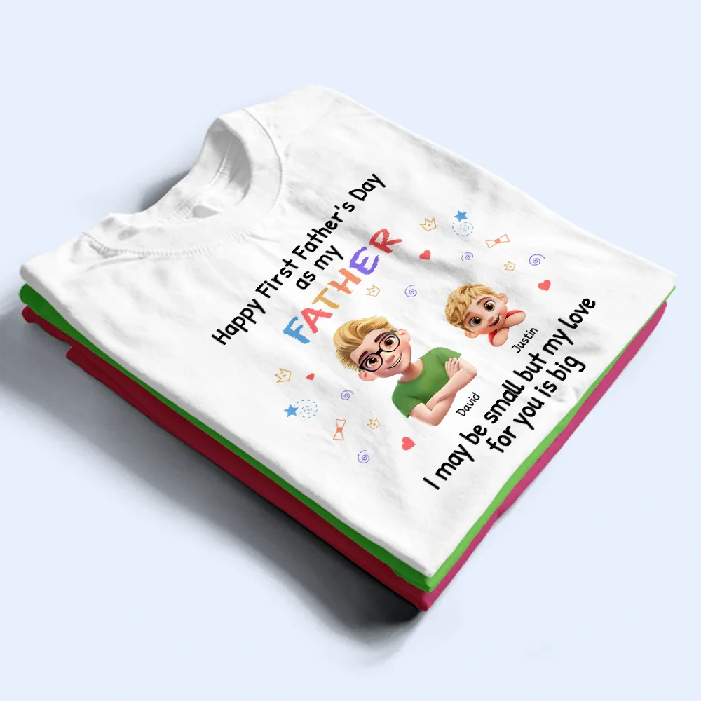New Dad, Gift For Father, Happy - First Father Day With Baby - Personalized Combo T Shirt And Baby Onesie