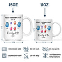 Family,Gift For Father,Happy - First Father's Day As A Family Of Four Handprints - 3D Inflated Effect Printed Mug, Personalized Mug