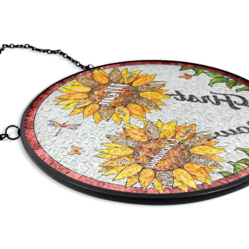 Gift For Grandma,Gift For Mother,Gift For Wife,Happy - First Mom Now Grandma - Personalized Stained Glass Window Hanging Suncatcher