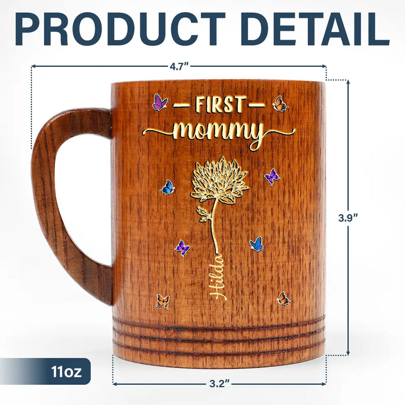 Gift For Mother,Gift For Grandma,Happy - First Mom Now Grandma - Personalized Wooden Mug
