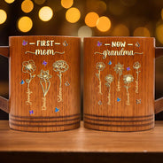 Gift For Mother,Gift For Grandma,Happy - First Mom Now Grandma - Personalized Wooden Mug