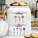 Gift For Mother,Gift For Grandma,Love,Happy - First Mom Now Grandma 3D Effect Birth Flowers - Personalized Cookie Jar