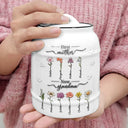Gift For Mother,Gift For Grandma,Love,Happy - First Mom Now Grandma 3D Effect Birth Flowers - Personalized Cookie Jar