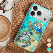 Gift For Grandma,Grandma - Grandkids,Gift For Mother,Beach,Happy,Non-Eng,Icon,Proud - First Mom Now Grandma Turtle - Personalized Clear Phone Case