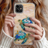 Gift For Grandma,Grandma - Grandkids,Gift For Mother,Beach,Happy,Non-Eng,Icon,Proud - First Mom Now Grandma Turtle - Personalized Clear Phone Case
