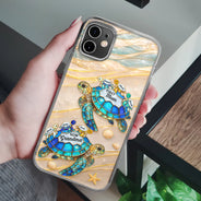 Gift For Grandma,Grandma - Grandkids,Gift For Mother,Beach,Happy,Non-Eng,Icon,Proud - First Mom Now Grandma Turtle - Personalized Clear Phone Case