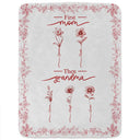 Christmas,Grandma - Grandkids,Gift For Grandma,Happy - First Mom Then Grandma Birth Month Flower Chinoiserie Toile - Personalized Fleece Blanket, Sherpa Blanket