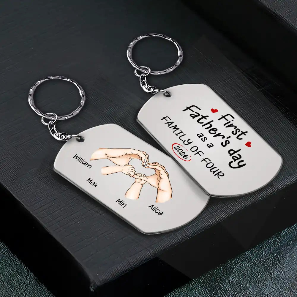 Gift For Father,Gift For Men,Happy,Vector - First Time Ever As A Family Of Three - Personalized Aluminum Keychain
