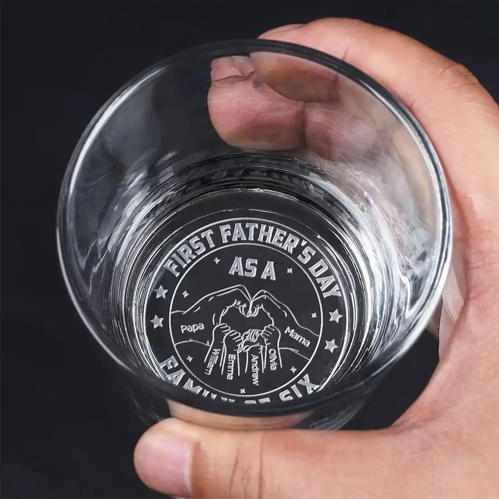 Gift For Father,Family,Gift For Mother,Non-Eng,Icon,Humorous - First Time Ever As A Family Of Three - Personalized Engraved Whiskey Glass