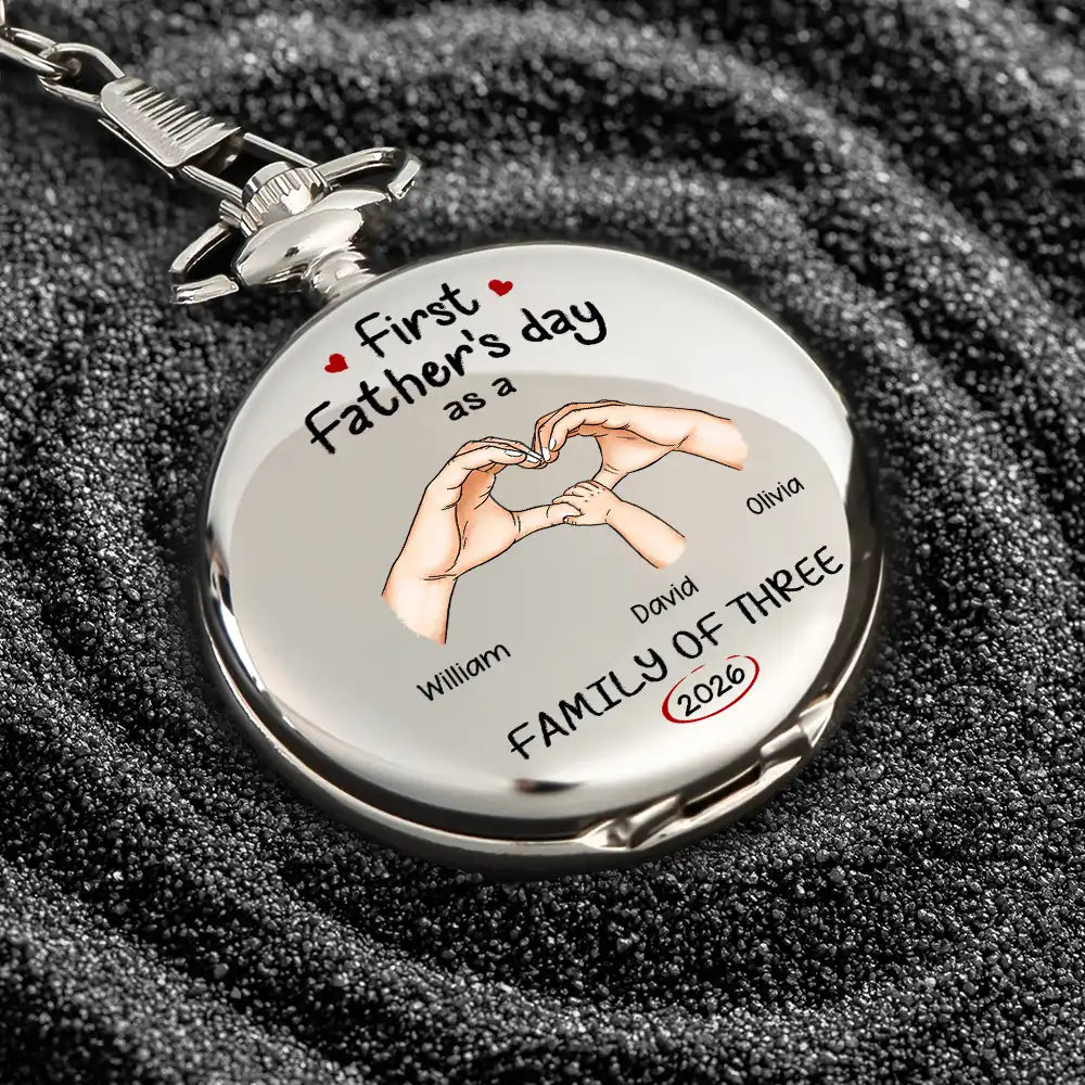 First Time Ever As A Family Of Three - Personalized Pocket Watch