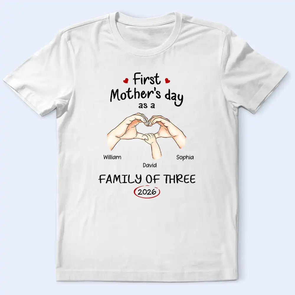 Gift For Mother,Gift For Father,Gift For Kids,Gift For Men,Gift For Women,Happy,Family,Non-Eng,Vector - First Time Ever As A Family Of Three - Personalized T Shirt