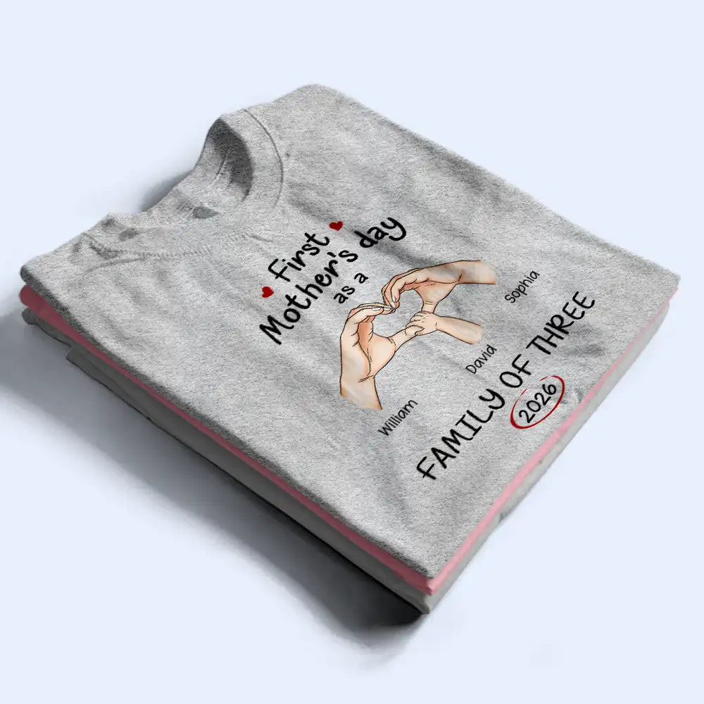 Gift For Mother,Gift For Father,Gift For Kids,Gift For Men,Gift For Women,Happy,Family,Non-Eng,Vector - First Time Ever As A Family Of Three - Personalized T Shirt