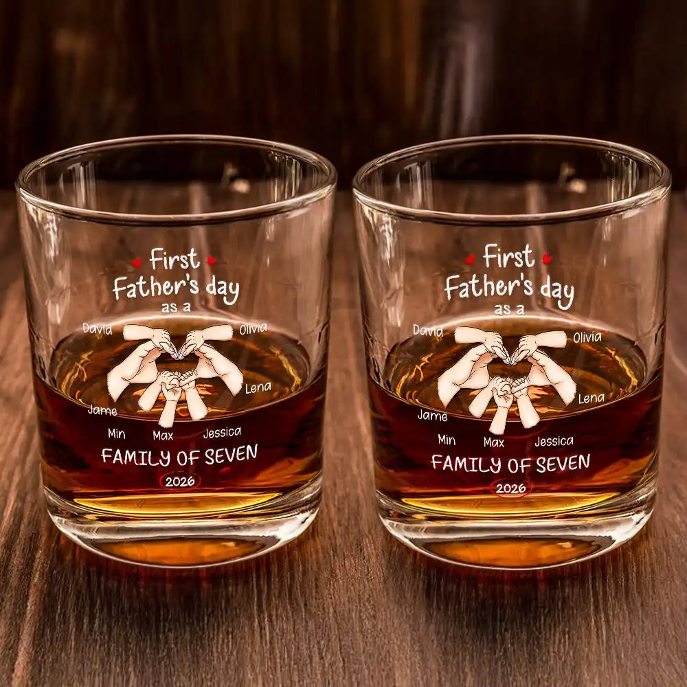 Gift For Father,Gift For Men,Happy,Vector - First Time Ever As A Family Of Three - Personalized Whiskey Glass