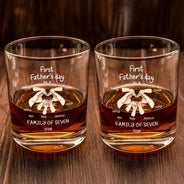 Gift For Father,Gift For Men,Happy,Vector - First Time Ever As A Family Of Three - Personalized Whiskey Glass