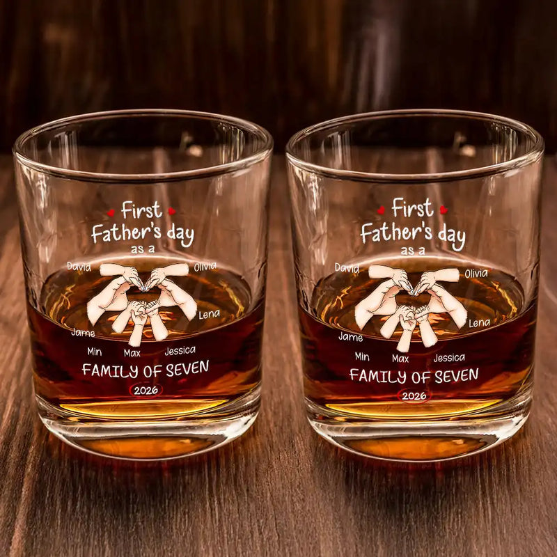 Gift For Father,Gift For Men,Happy,Vector - First Time Ever As A Family Of Three - Personalized Whiskey Glass